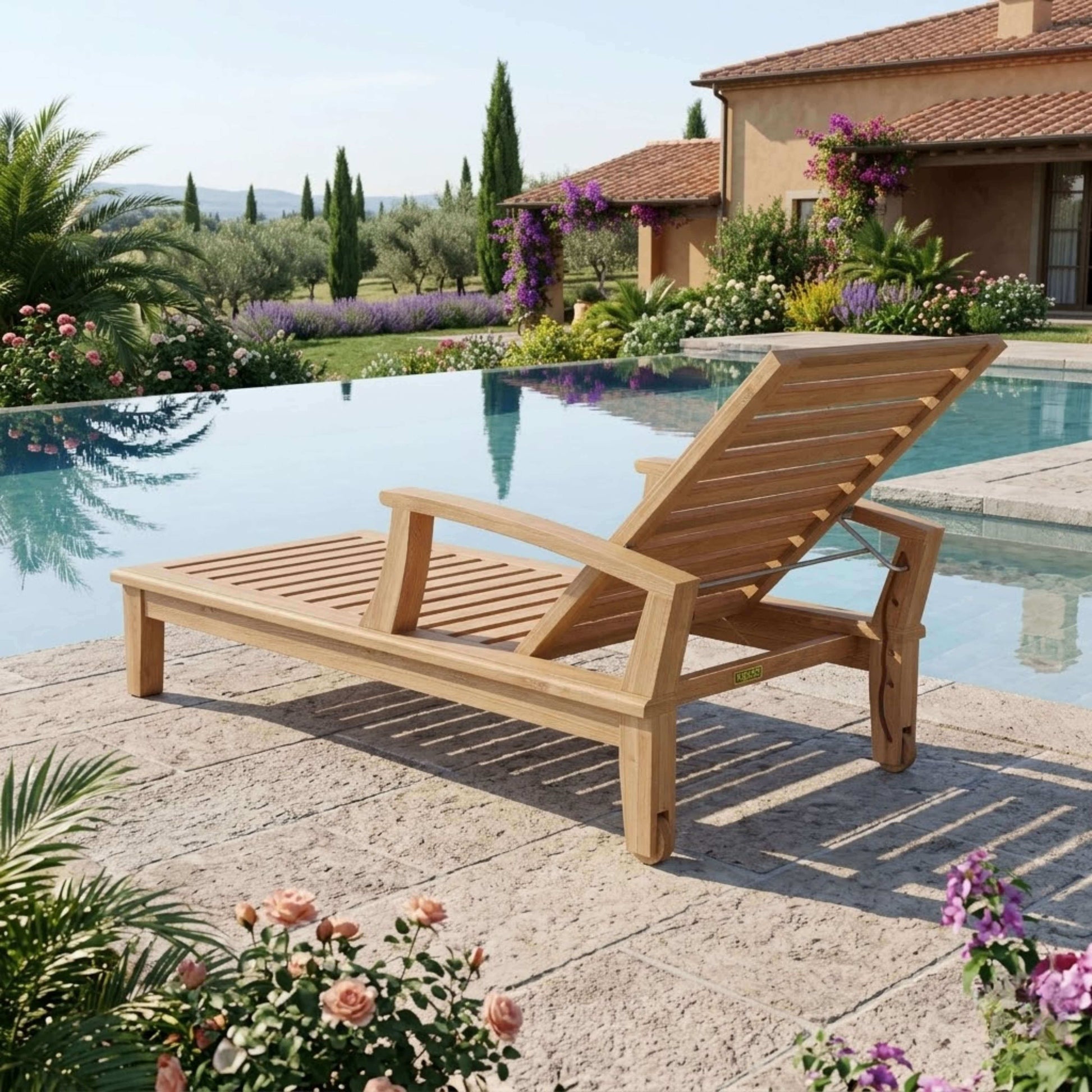 Anderson Teak Brianna Sun Lounger — 4-Position Adjustable Backrest for Outdoor Use