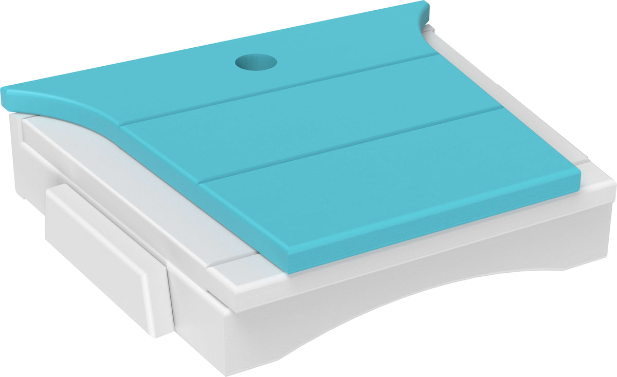 LuxCraft Balcony Tete-a-Tete Table in Aruba Blue and White — Amish-crafted recycled poly, 20-year poly durability