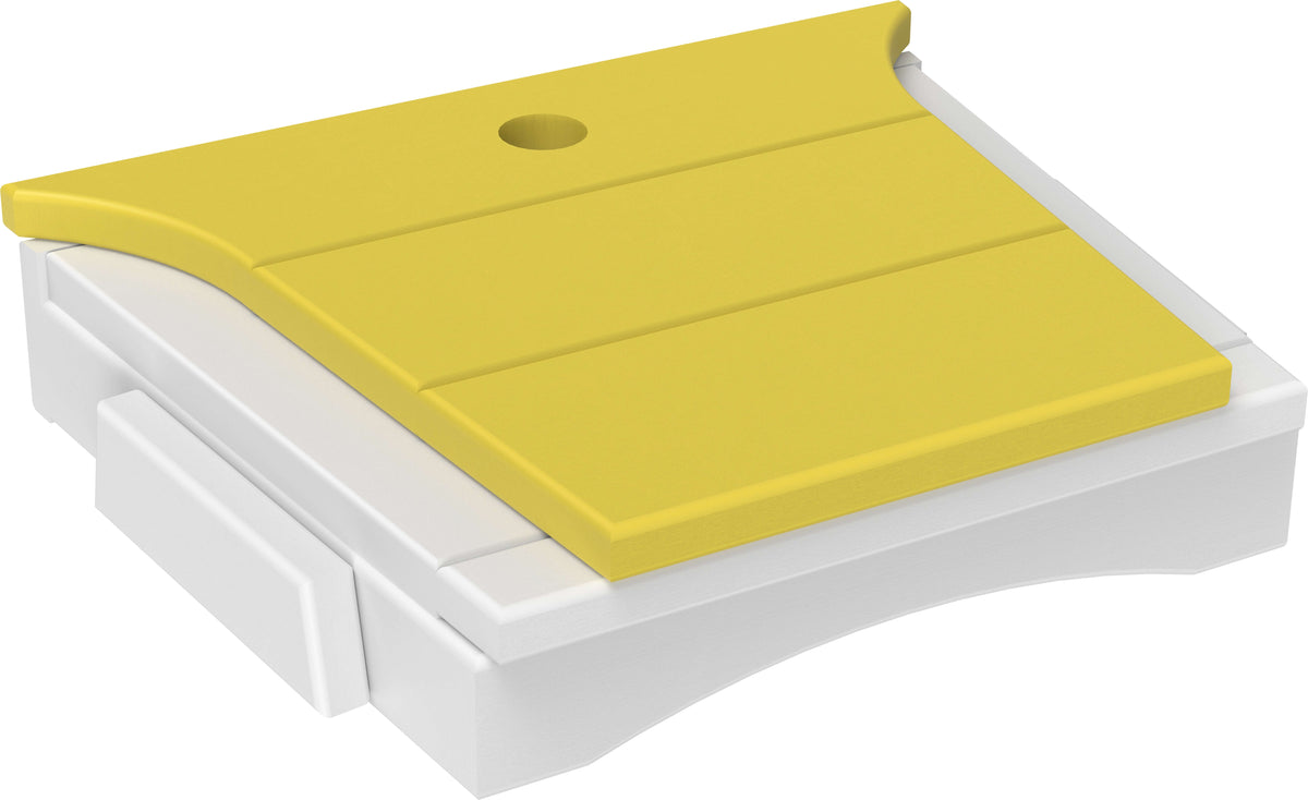 LuxCraft Balcony Tete-a-Tete Table in Yellow and White — recycled poly outdoor chair for outdoor patio seating