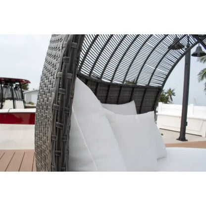 Panama Jack outdoor large scale daybed crafted with commercial grade extruded aluminum framing and woven with HDPE synthetic fiber