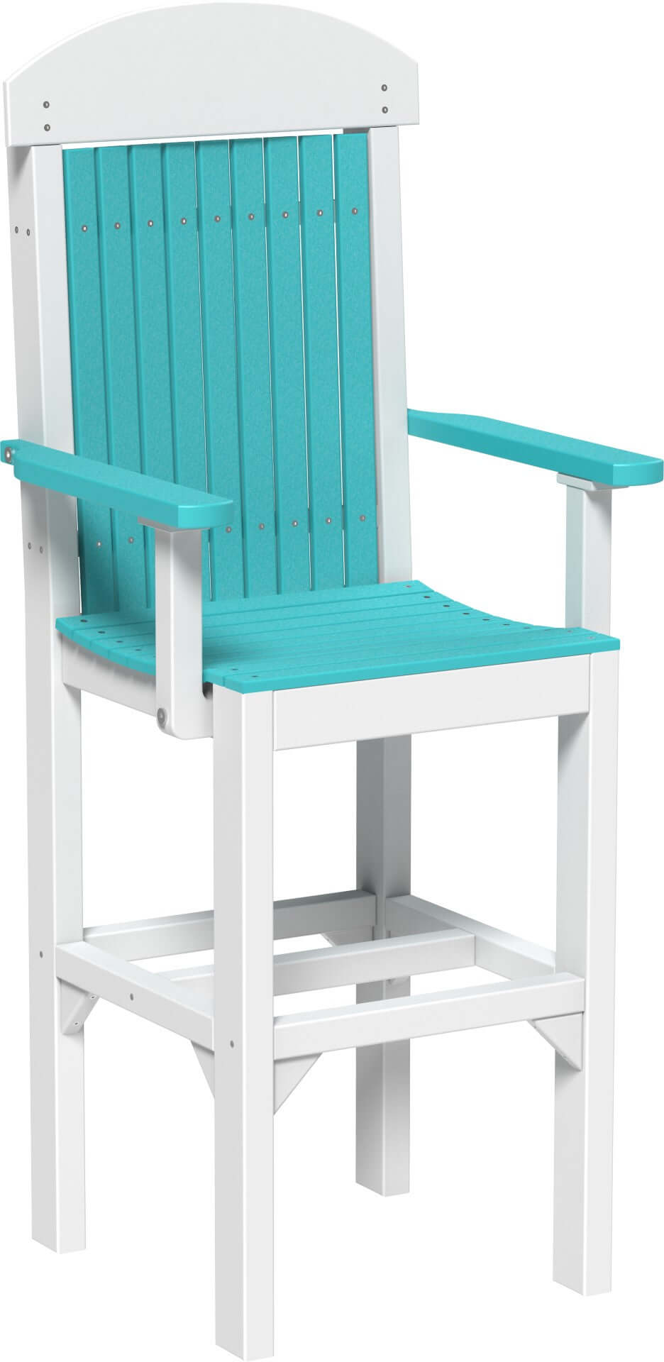 LuxCraft Classic Arm Chair in Aruba Blue and White — Amish-crafted recycled poly, weather-resistant design