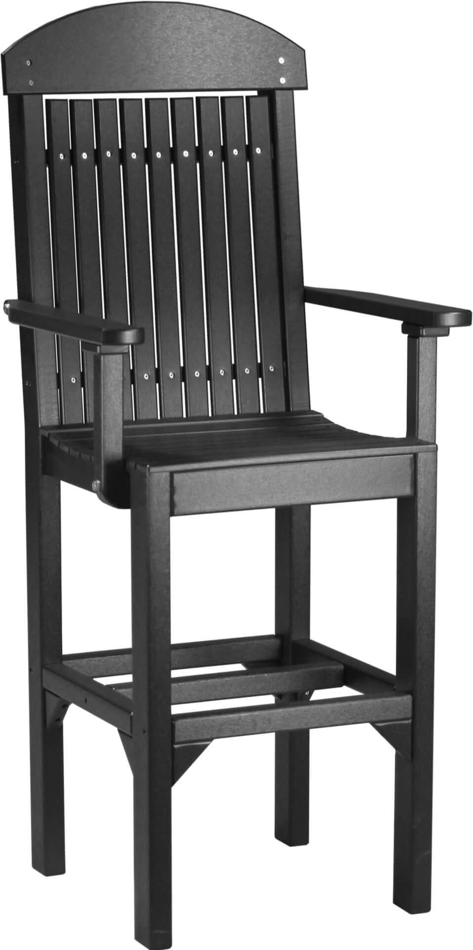 LuxCraft Classic Arm Chair in Black configured for outdoor dining or lounging — fade-resistant poly