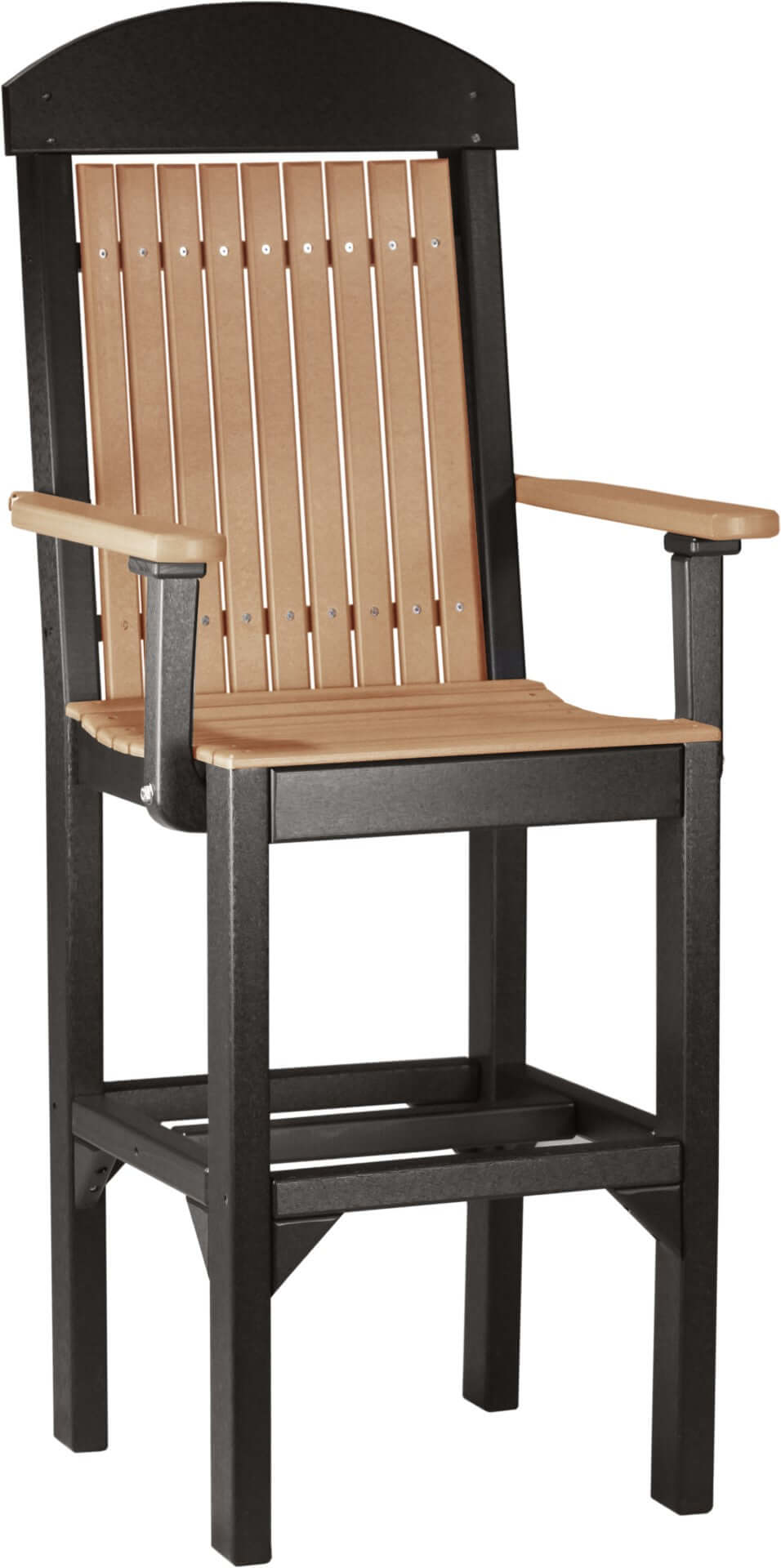 LuxCraft Classic Arm Chair in Cedar and Black — Amish-crafted recycled poly, 20-year poly durability