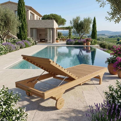 Anderson Teak Capri Sun Lounger Adjustable Back Side Tray — 4-Position Adjustable Backrest for Outdoor Use