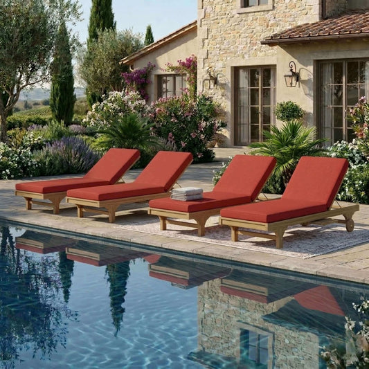Anderson Teak Capri Sun Lounger Adjustable Back Side Tray for Sunbathing and Pool Lounging