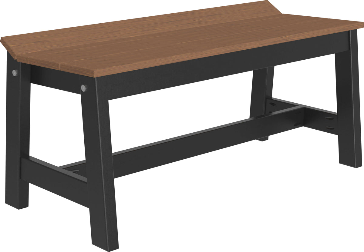 LuxCraft 41" Square Table Outdoor Dining Set with Cafe Dining Benches in Antique Mahogany and Black — Amish-crafted recycled poly, commercial-grade...