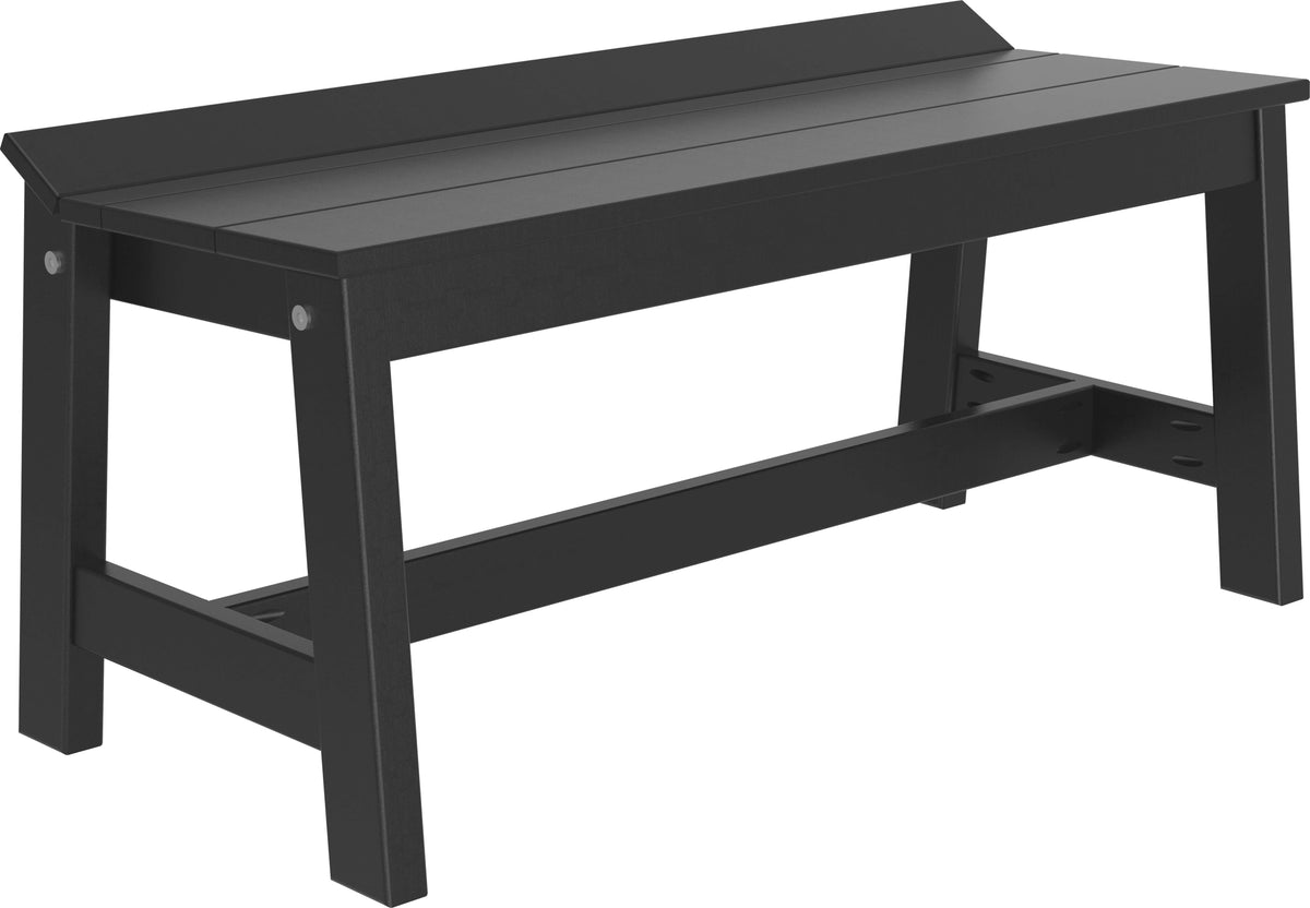LuxCraft 41" Square Table Outdoor Dining Set with Cafe Dining Benches in Black — recycled poly square tabletop for square-format patio dining