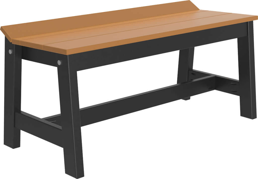 LuxCraft 41" Square Table Outdoor Dining Set with Cafe Dining Benches in Cedar and Black — four-equal-sided table, fade-resistant poly