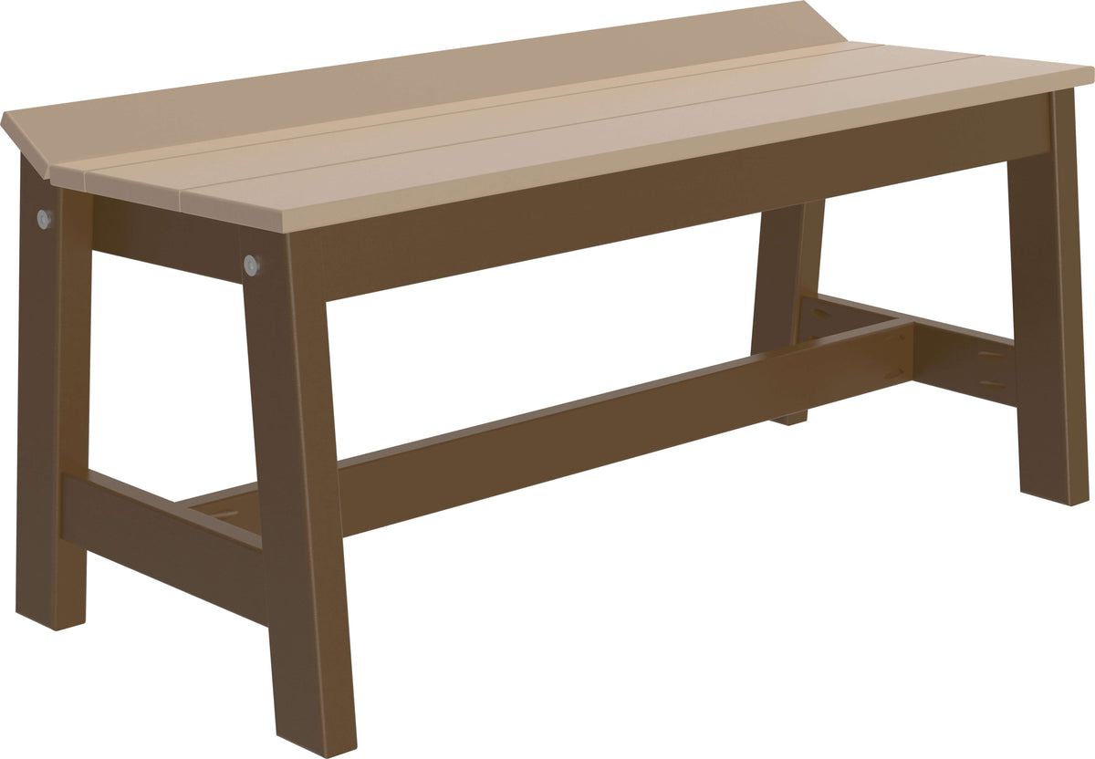 LuxCraft 41" Square Table Outdoor Dining Set with Cafe Dining Benches in Weatherwood and Chestnut Brown — recycled poly square tabletop for square-...