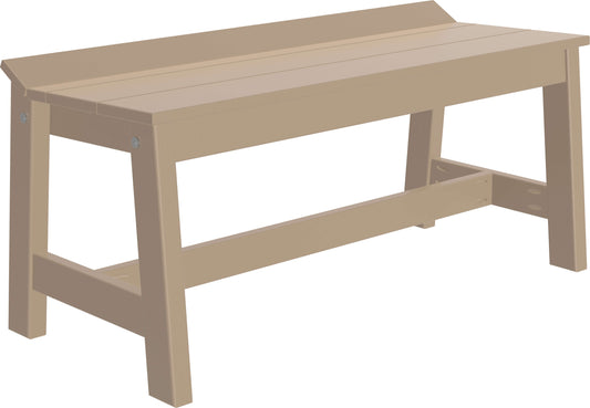 LuxCraft 41" Square Table Outdoor Dining Set with Cafe Dining Benches in Weatherwood — Amish-crafted recycled poly, commercial-grade poly