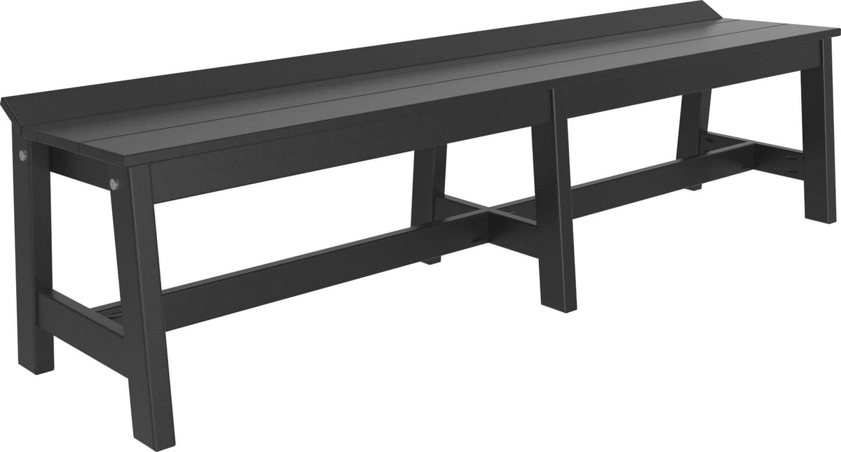 LuxCraft 72" Café Dining Bench in Black — recycled poly slat-top bench for porch and entryway seating