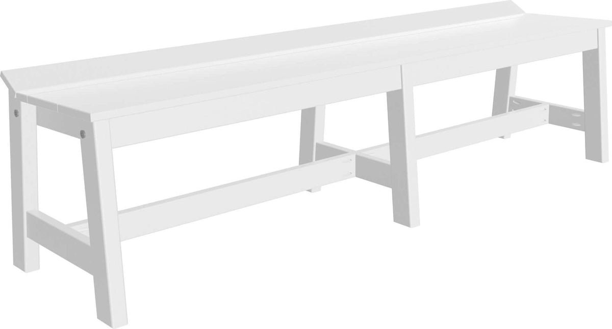 LuxCraft 72" Café Dining Bench in White styled for outdoor garden-bench use — 20-year poly durability