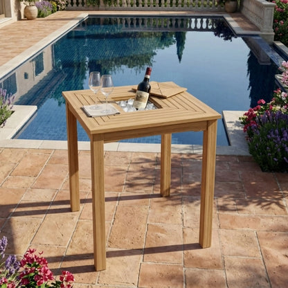 Anderson Teak Chatsworth Ice Chiller Bar Table with Bar-Height Surface for Outdoor Entertaining
