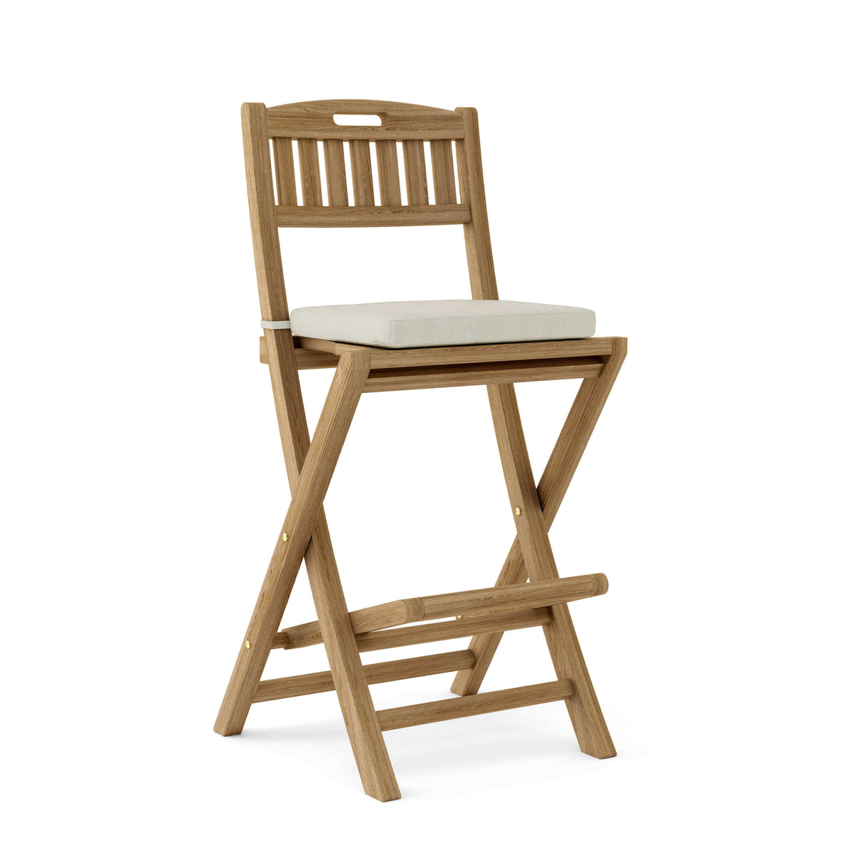 Sunbrella Canvas Natural Cushion Color Option for Anderson Teak Altavista Folding Bar Table 5 Piece Set