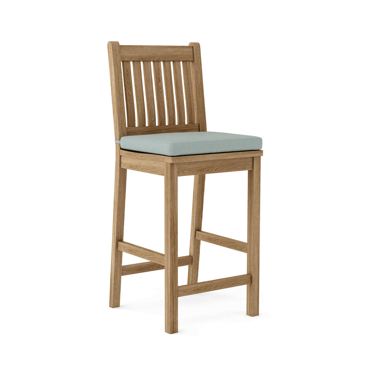 Anderson Teak outdoor wooden bar chairs with Sunbrella cushion options available