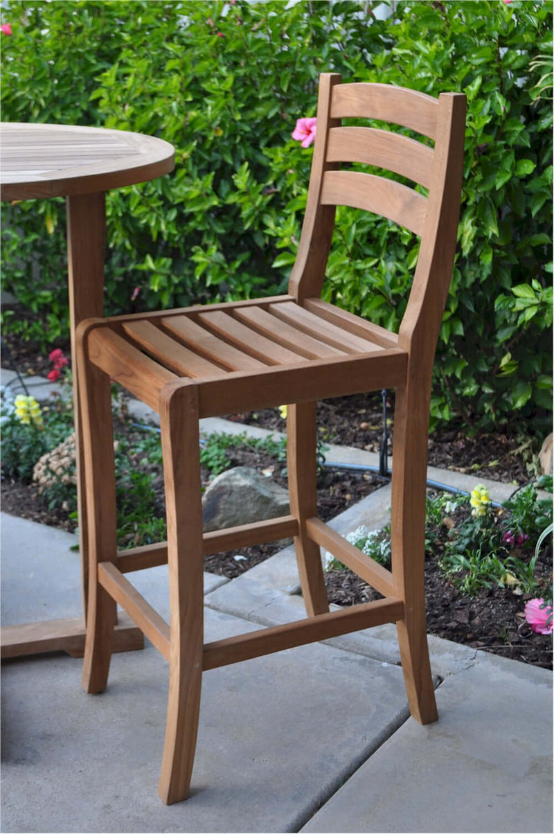 Anderson Teak outdoor bar chair made from durable teak wood construction