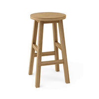 Anderson Teak Round Outdoor Bar Stool constructed from high-quality, weather-resistant teak wood