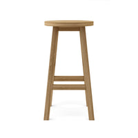 Anderson Teak Round Outdoor Bar Stool constructed from high-quality, weather-resistant teak wood