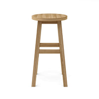 Anderson Teak Round Outdoor Bar Stool constructed from high-quality, weather-resistant teak wood