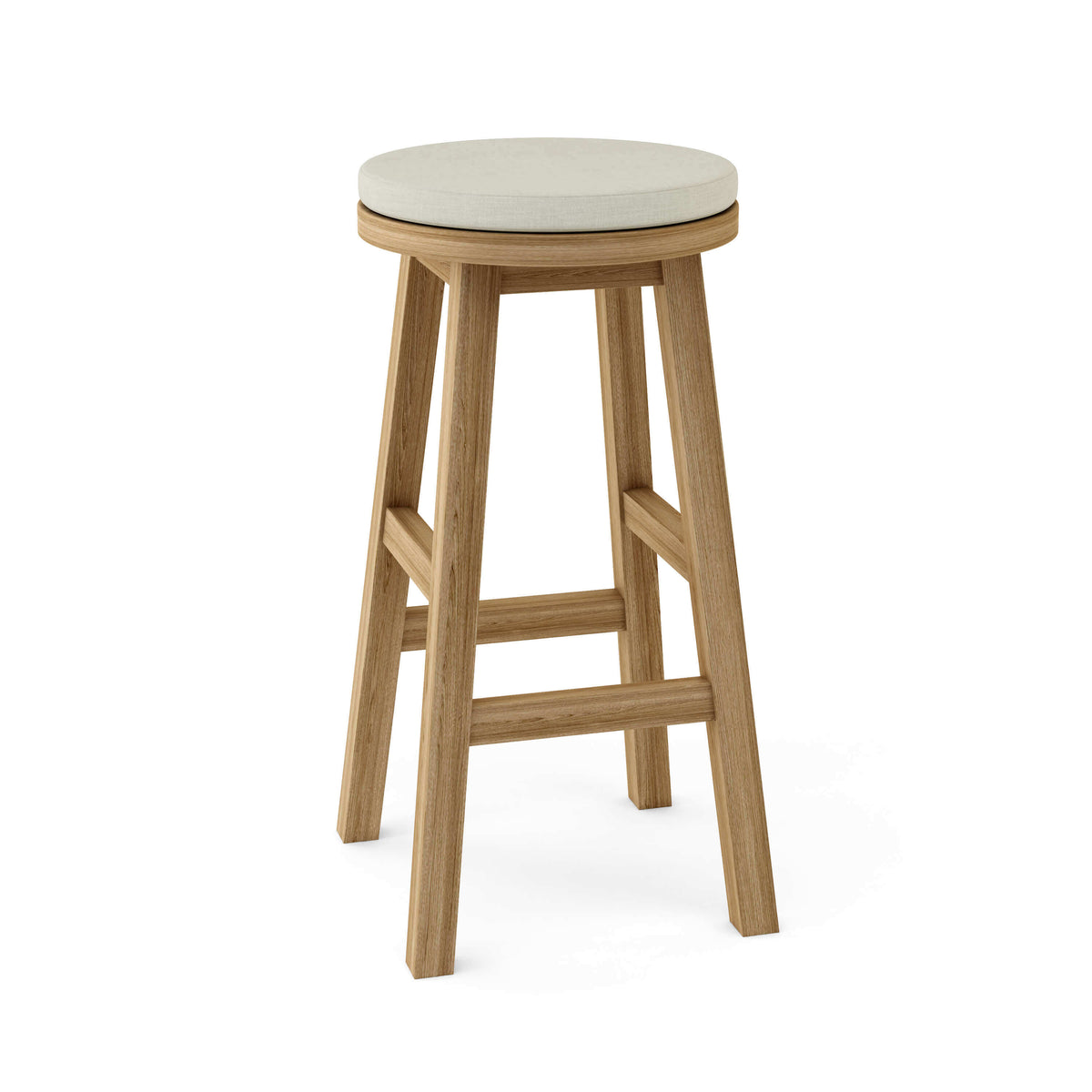 Sunbrella Canvas Natural Cushion Color Option for Anderson Teak Alpine Round Bar Stool