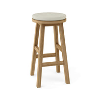 Anderson Teak Round Outdoor Bar Stool constructed from high-quality, weather-resistant teak wood