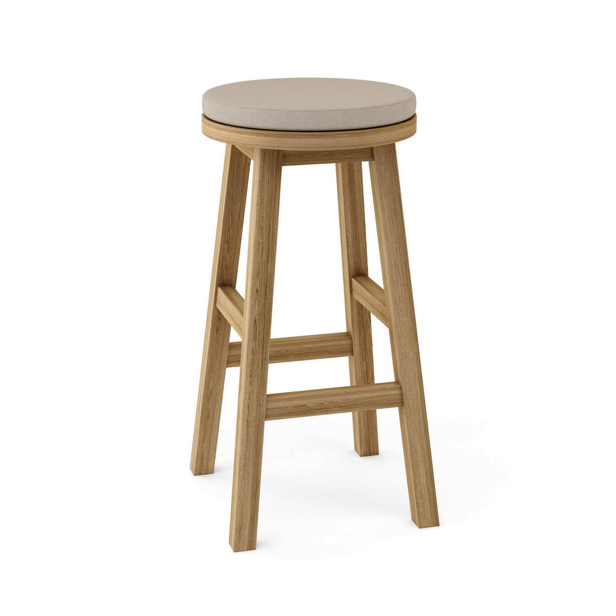 Sunbrella Cast Ash Cushion Color Option for Anderson Teak Alpine Round Bar Stool
