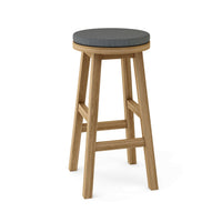 Anderson Teak Round Outdoor Bar Stool constructed from high-quality, weather-resistant teak wood