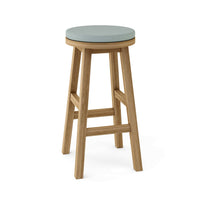 Anderson Teak Round Outdoor Bar Stool constructed from high-quality, weather-resistant teak wood