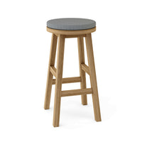 Anderson Teak Round Outdoor Bar Stool constructed from high-quality, weather-resistant teak wood