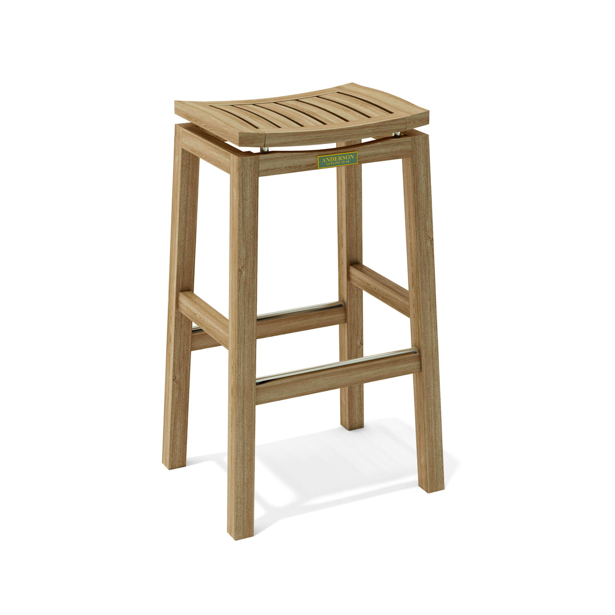 Teak wood backless outdoor bar stools