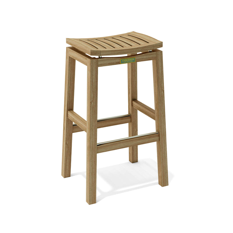 Teak wood backless outdoor bar stools