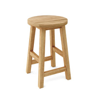 Anderson Teak Round Outdoor Counter Stool constructed from high-quality, weather-resistant teak wood