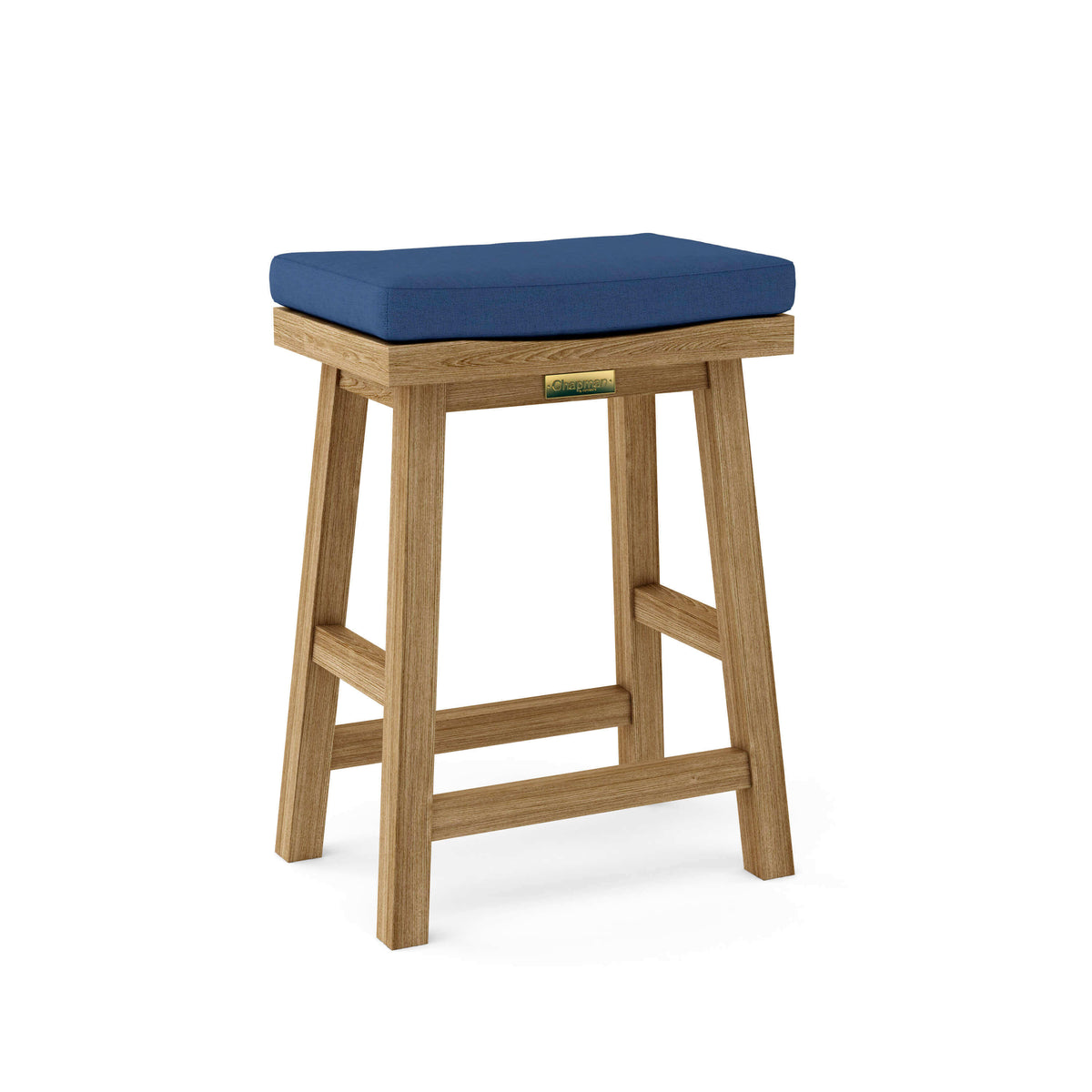 Sunbrella Canvas Navy Cushion Color Option for Anderson Teak Alpine Rectangular Counter Stool