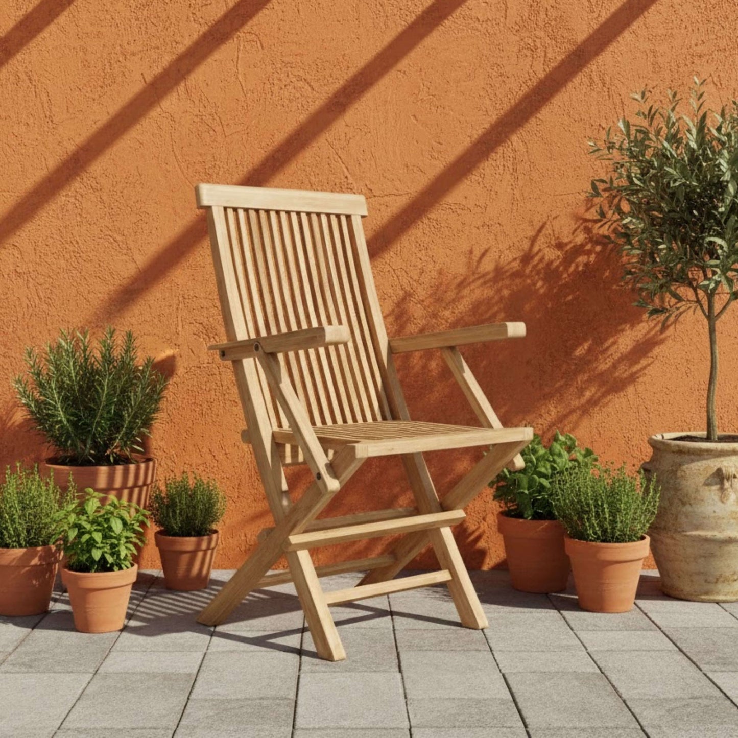 Anderson Teak Bahama Classic 5-Piece Folding Armchair Dining Set