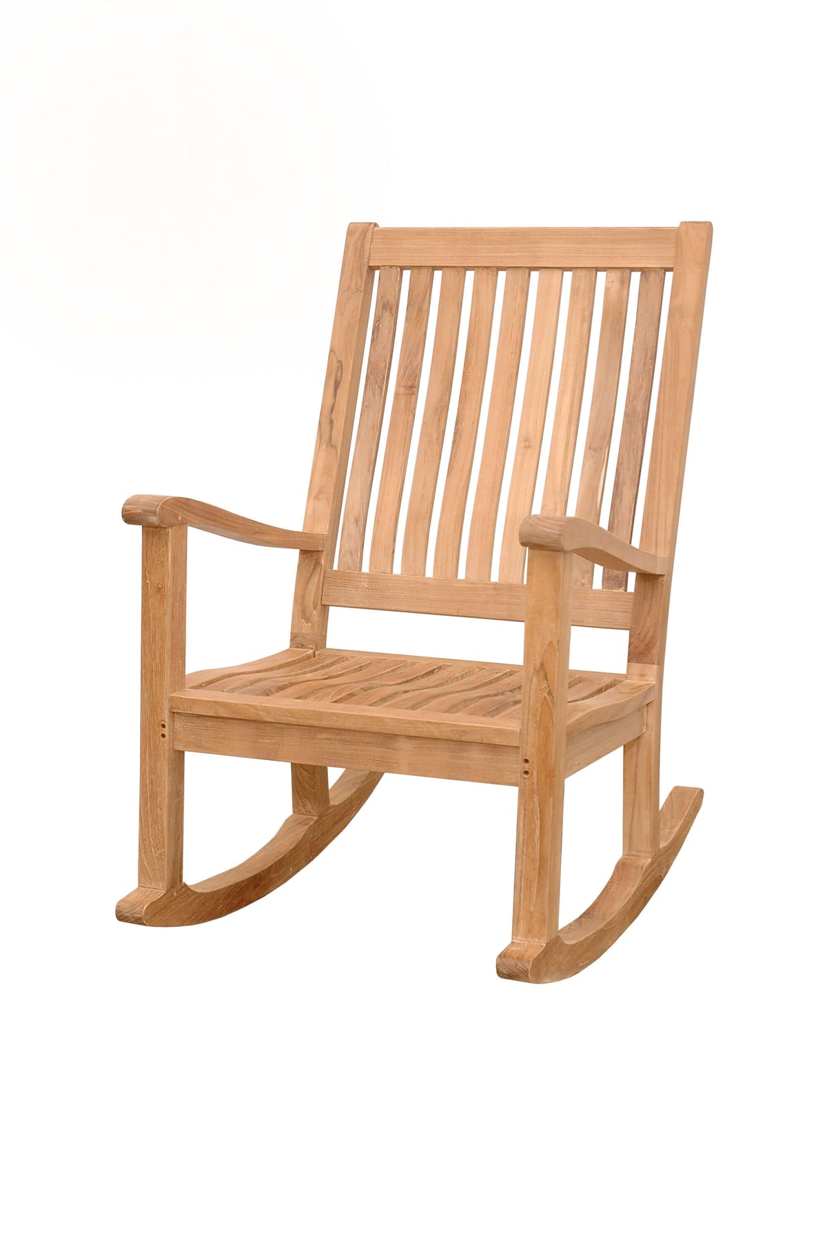 Anderson Teak Del Amo Rocking Armchair Detail with Curved Runners and Teak Frame Joinery