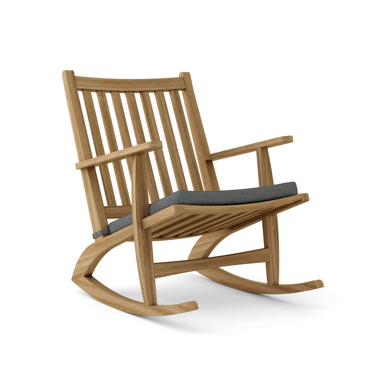 Sunbrella Cast Charcoal Cushion Color Option for Anderson Teak Modern Rocking Armchair