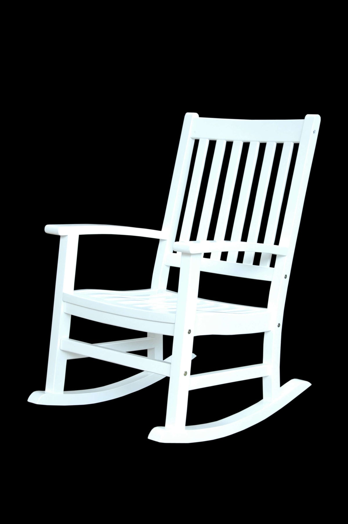 Anderson Teak Barcelona Rocking Armchair Detail with Curved Runners and Teak Frame Joinery