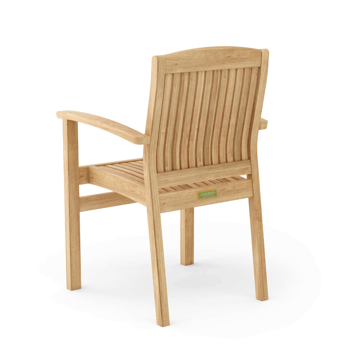 Anderson Teak 4 Piece Sahara Stackable Outdoor Dining Armchair at Outdoor Dining Table