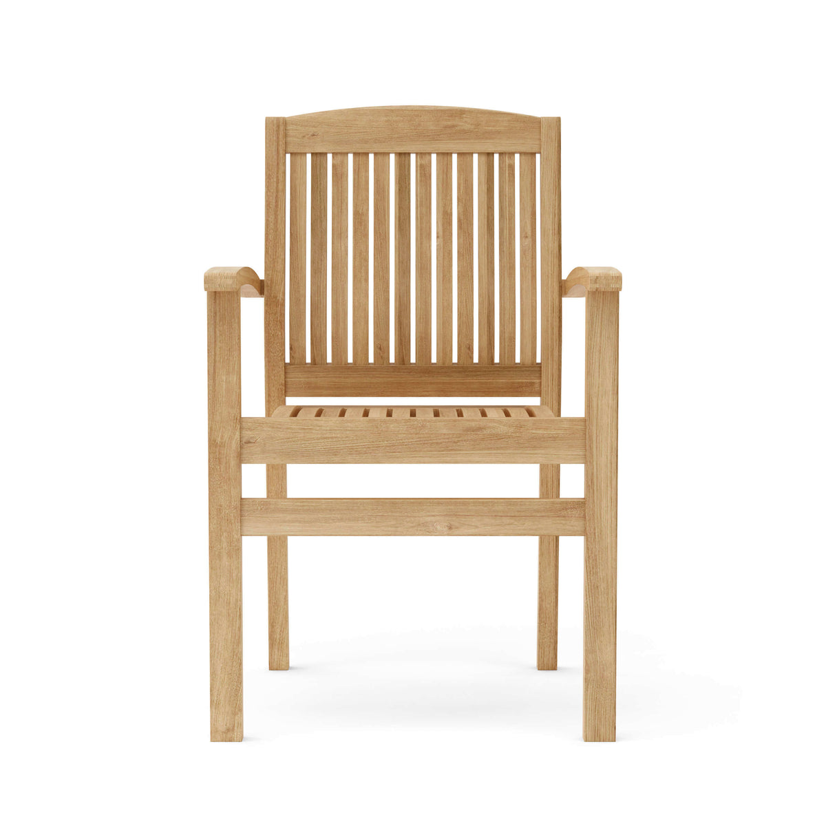 Anderson Teak 4 Piece Sahara Stackable Outdoor Dining Armchair Three-Quarter View of Dining Chair