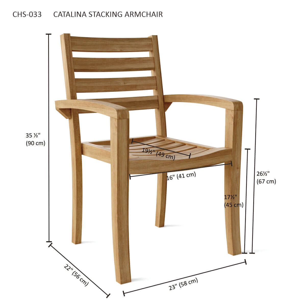 Anderson Teak 4 Piece Catalina Stackable Outdoor Dining Armchair at Outdoor Dining Table