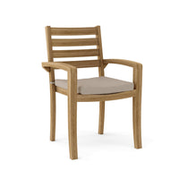 Teak wood stackable outdoor chairs with Sunbrella cushions