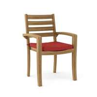 Teak wood stackable outdoor chairs with Sunbrella cushions