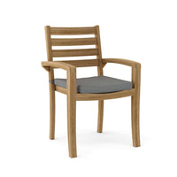 Teak wood stackable outdoor chairs with Sunbrella cushions