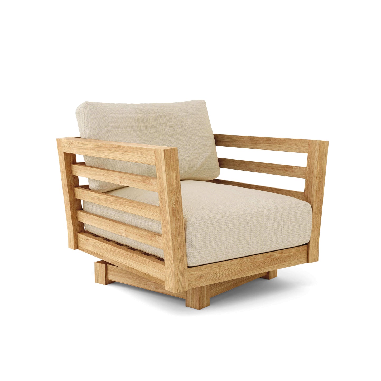 Anderson Teak Cordoba Deep Seating Swivel Armchair Three-Quarter View of Swivel Mechanism