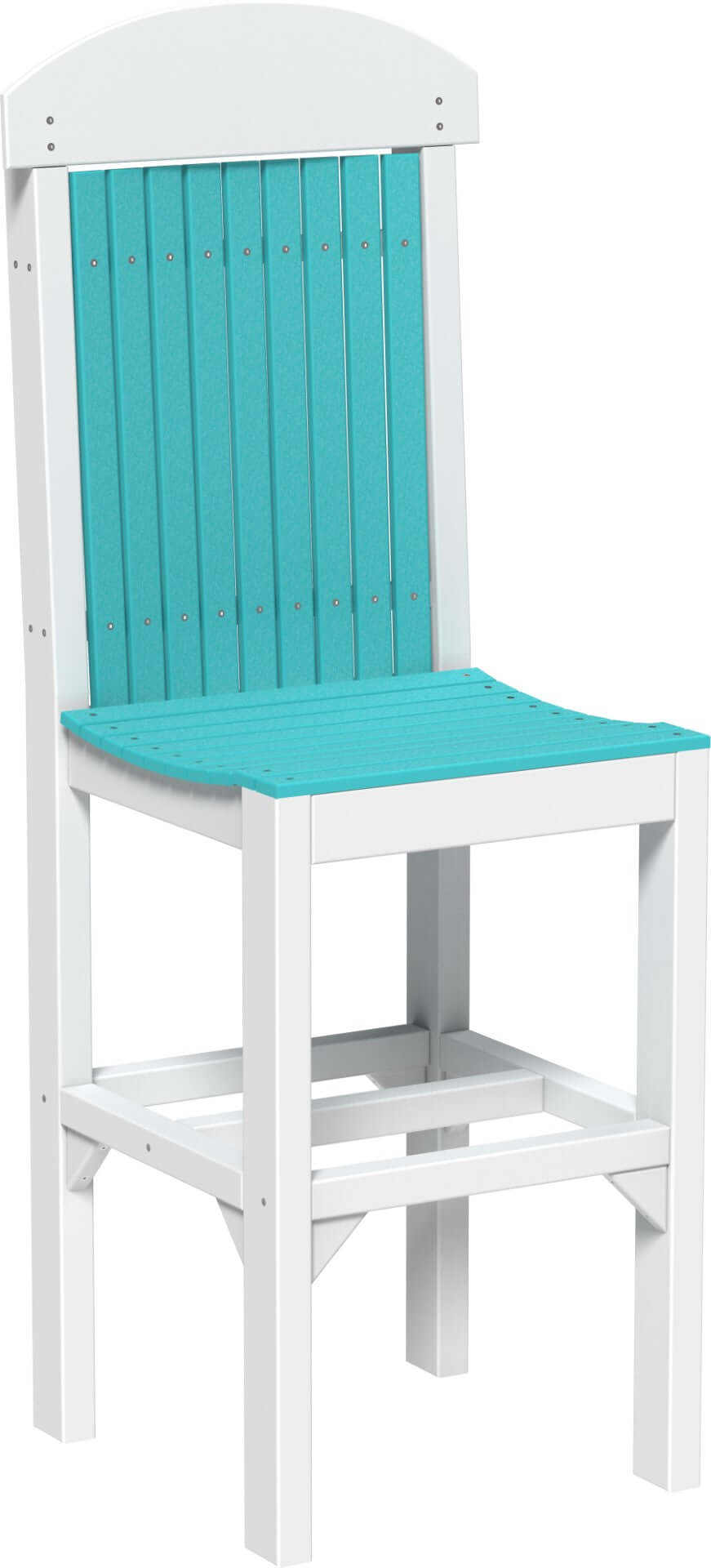 LuxCraft Classic Side Chair in Aruba Blue and White — side profile view, wide-armrest patio chair