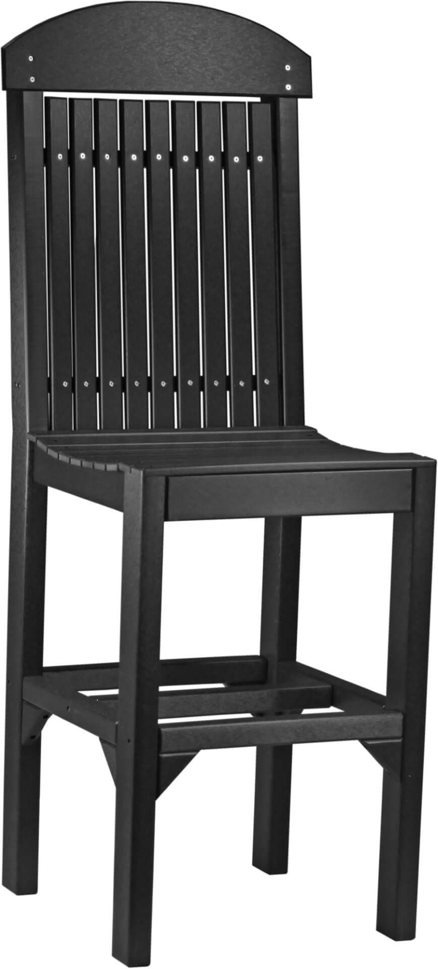 LuxCraft Classic Side Chair in Black — side profile view, recycled poly outdoor chair