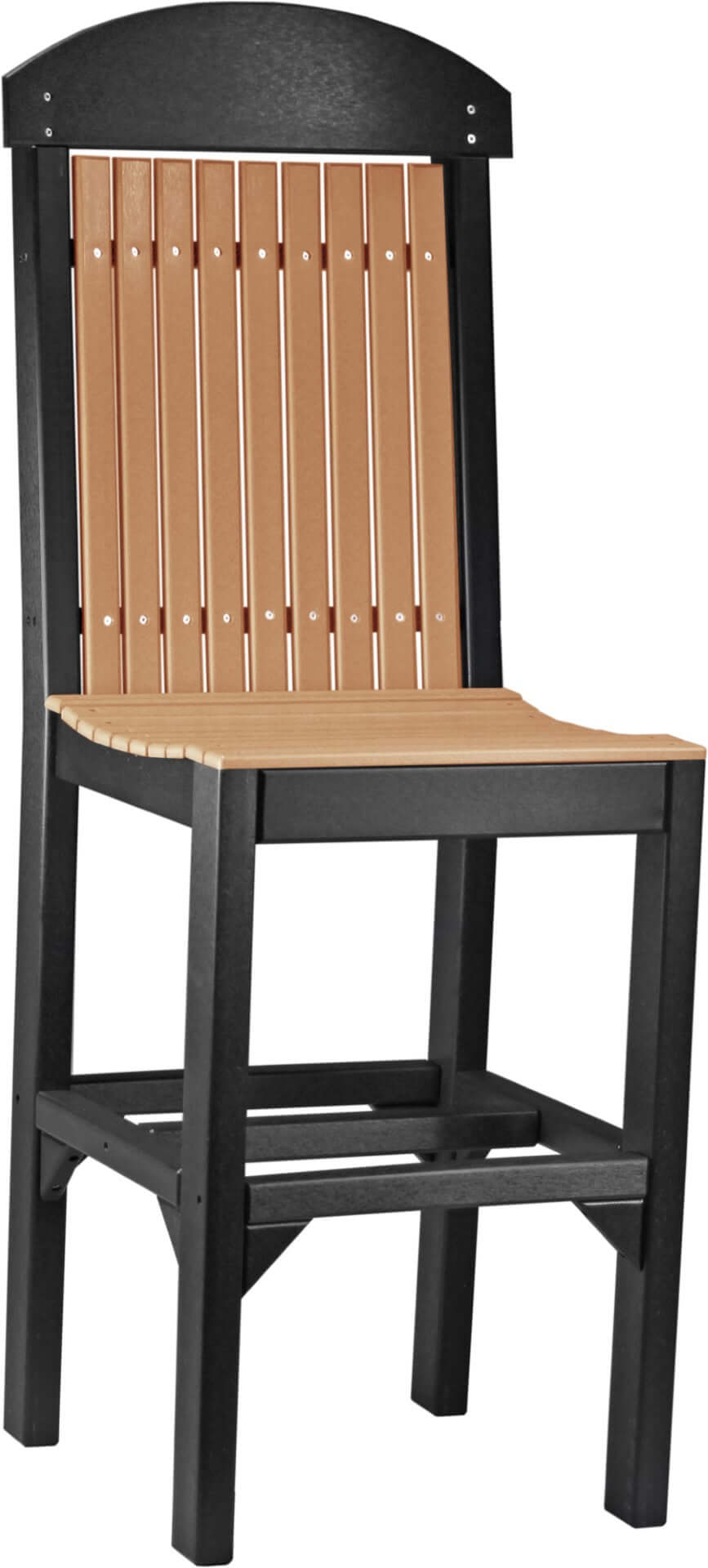 LuxCraft Classic Side Chair in Cedar and Black — side profile view, recycled poly outdoor chair