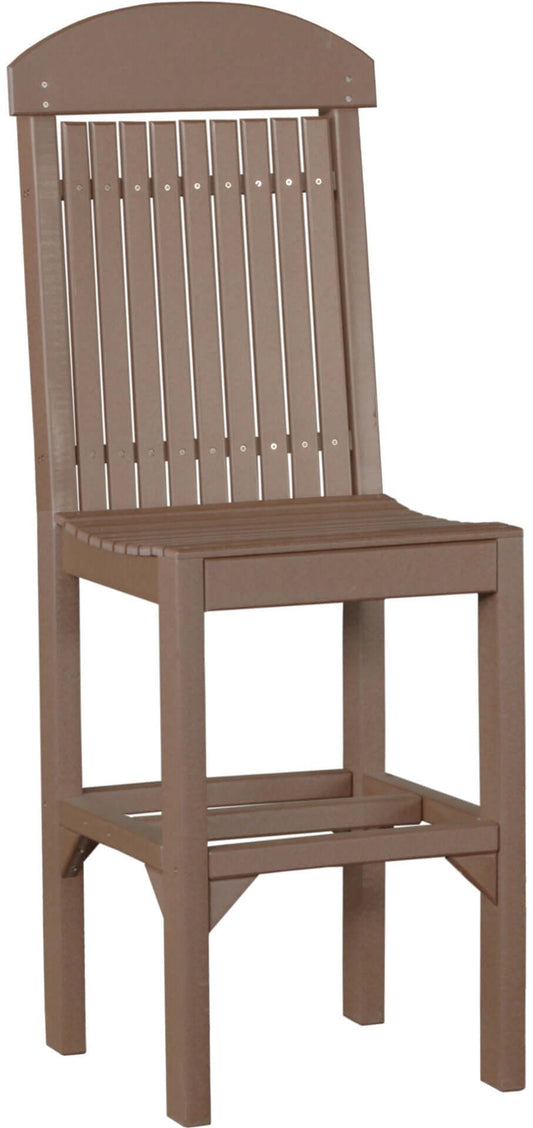 LuxCraft Classic Side Chair in Chestnut Brown — side profile view, wide-armrest patio chair
