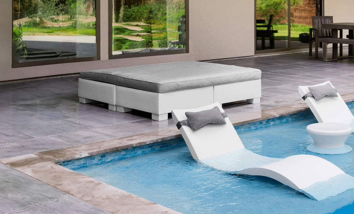 Ledge Lounger Affinity Square Sunbed with Flat Cushion, square pool bed with flat cushion, view 2