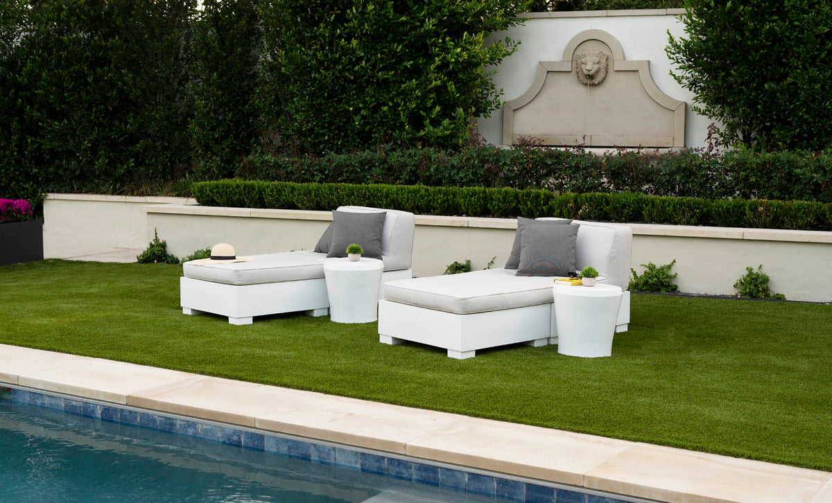 Ledge Lounger Affinity 2-Piece Sun Chair, tanning ledge lounger with backrest and ottoman, view 2